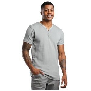 Buckle Black Short Sleeve Henley Sz Large Dove Gray Waffle Knit Embroidered